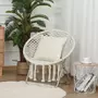 OUTSUNNY Loveuse fauteuil rond de jardin fauteuil lune papasan pliable grand confort macramé coton polyester beige
