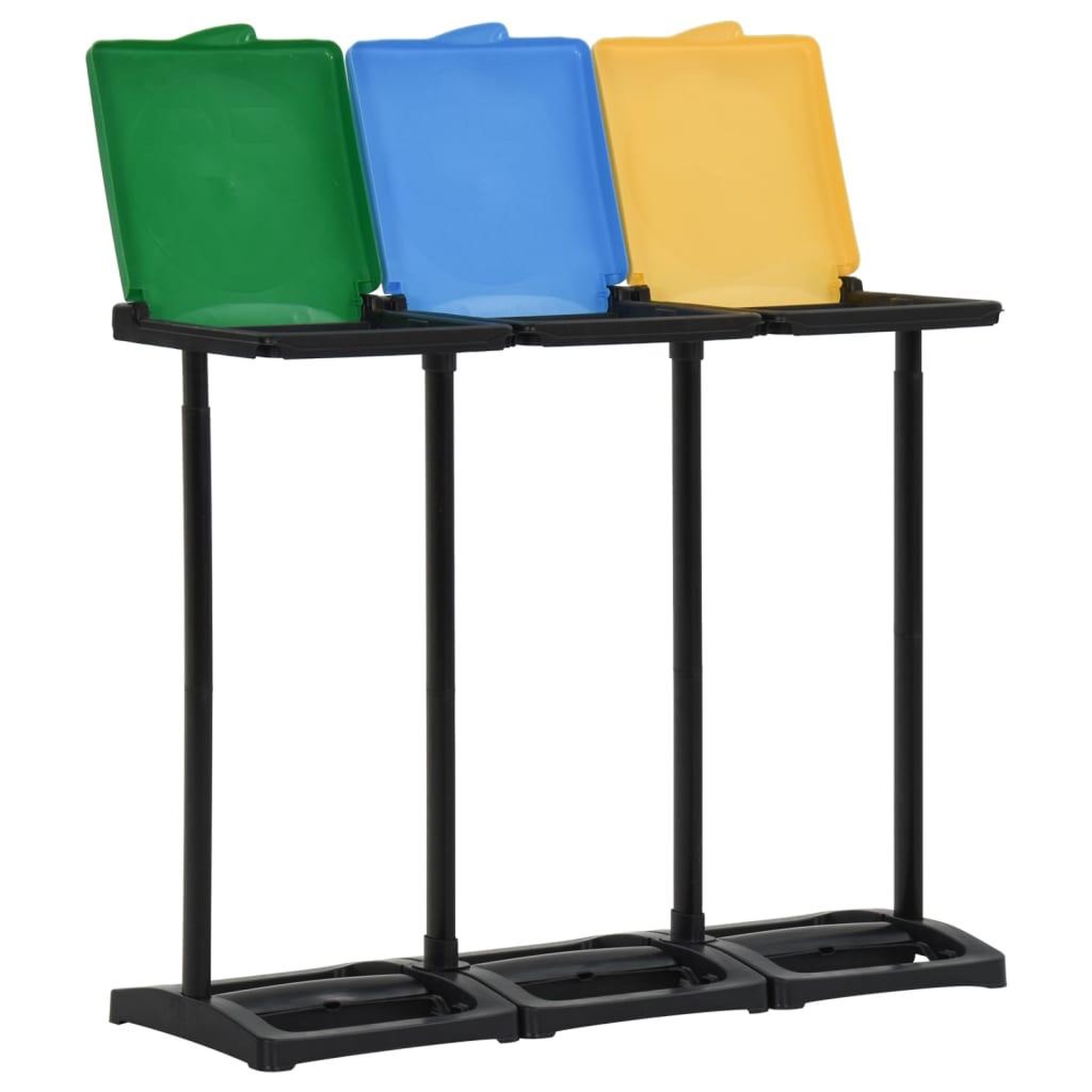 Voir la diapositive 2 : VIDAXL Supports avec couvercle pour sacs poubelle 240-330 L PP