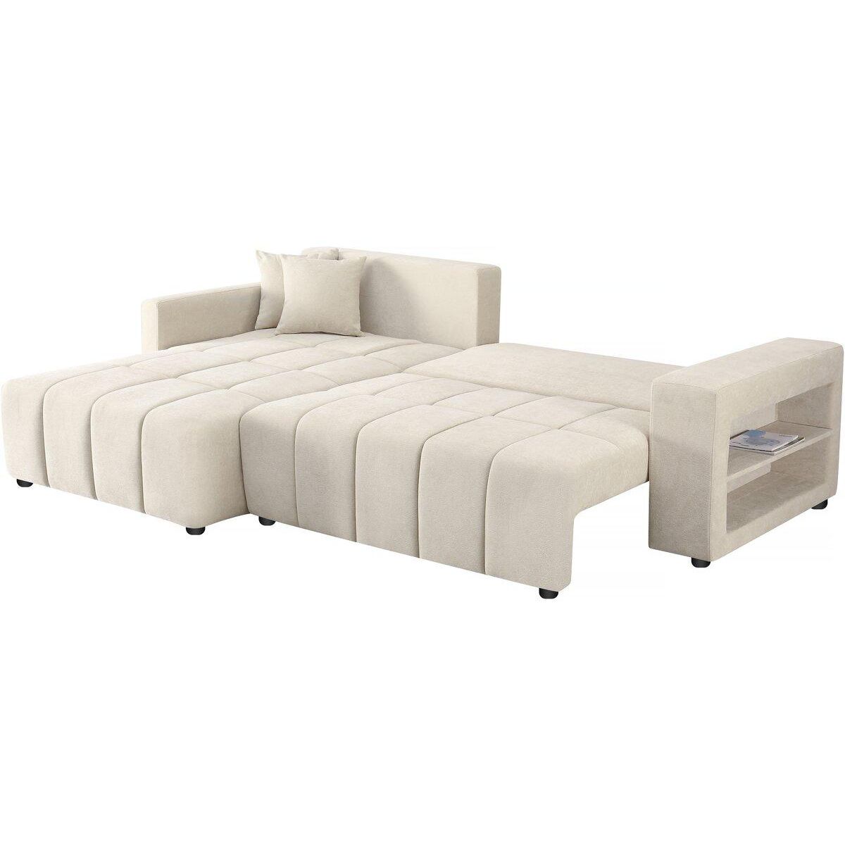 Habitat et Jardin Canapé d'angle convertible tissu chenille 3 places -  Trocadero  - Beige