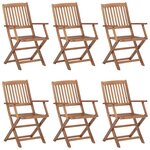 VIDAXL Chaises pliables d'exterieur lot de 6 Bois d'acacia solide
