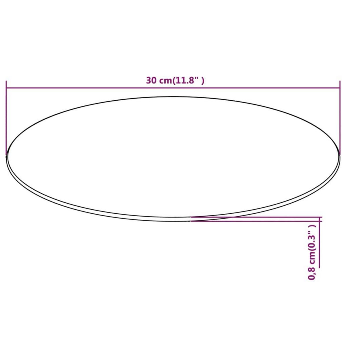 VIDAXL Dessus de table ronde en verre trempe 300 mm