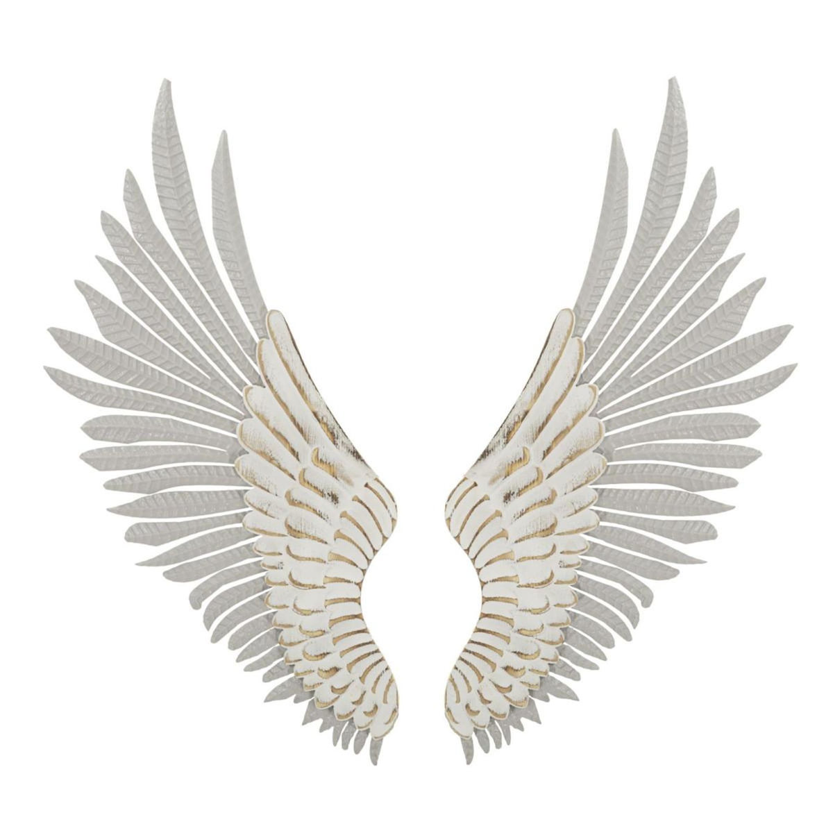 Paris Prix Paire d'Ailes en Métal  Natural  104cm Blanc Lavé