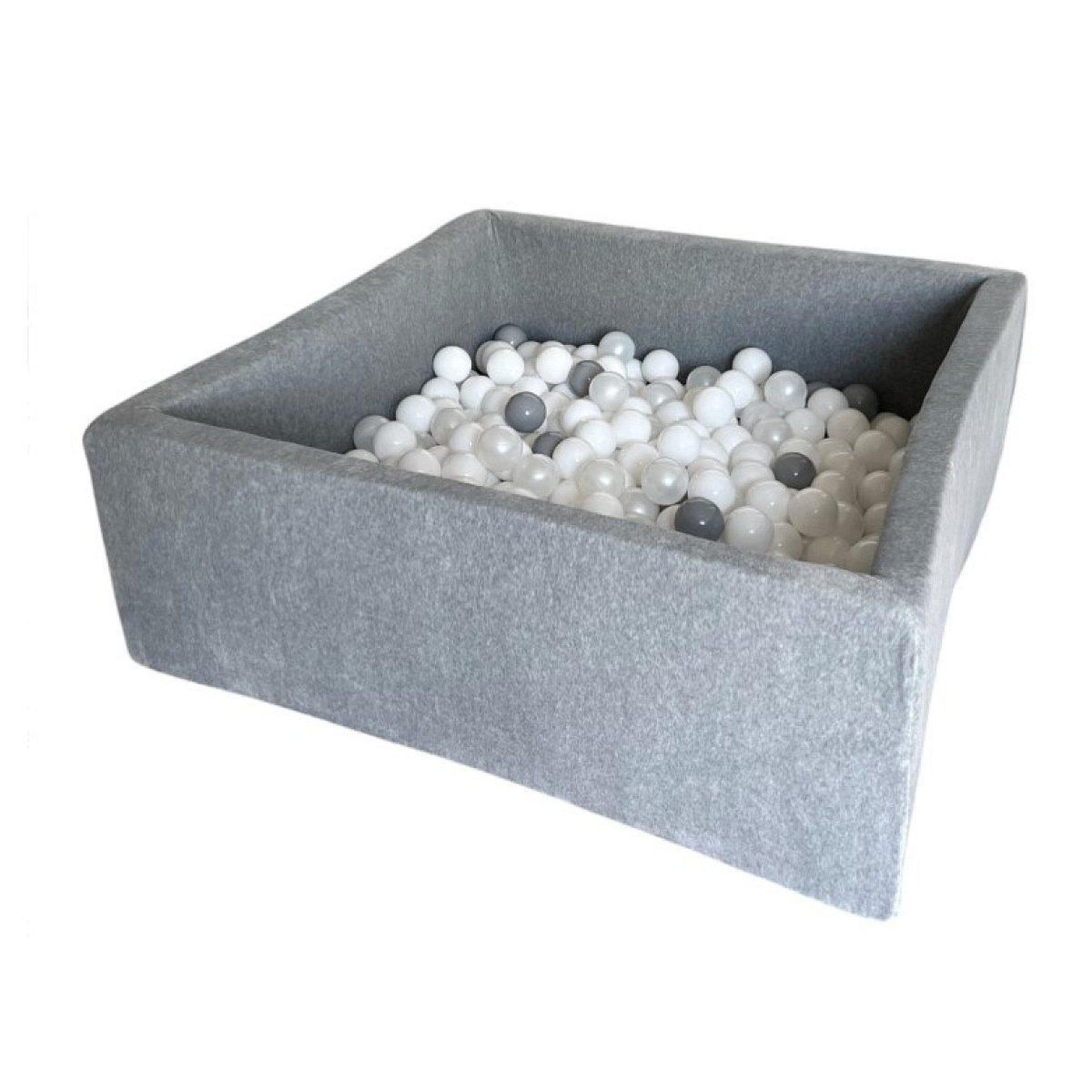 MONIO FOR KIDS Piscine à balles carrée en velours 106 cm gris + 400 balles