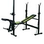 Voir la diapositive 5 : HOMCOM Banc de musculation Fitness entrainement complet dossier réglable cordes traction curler supports barre et haltères noir et jaune