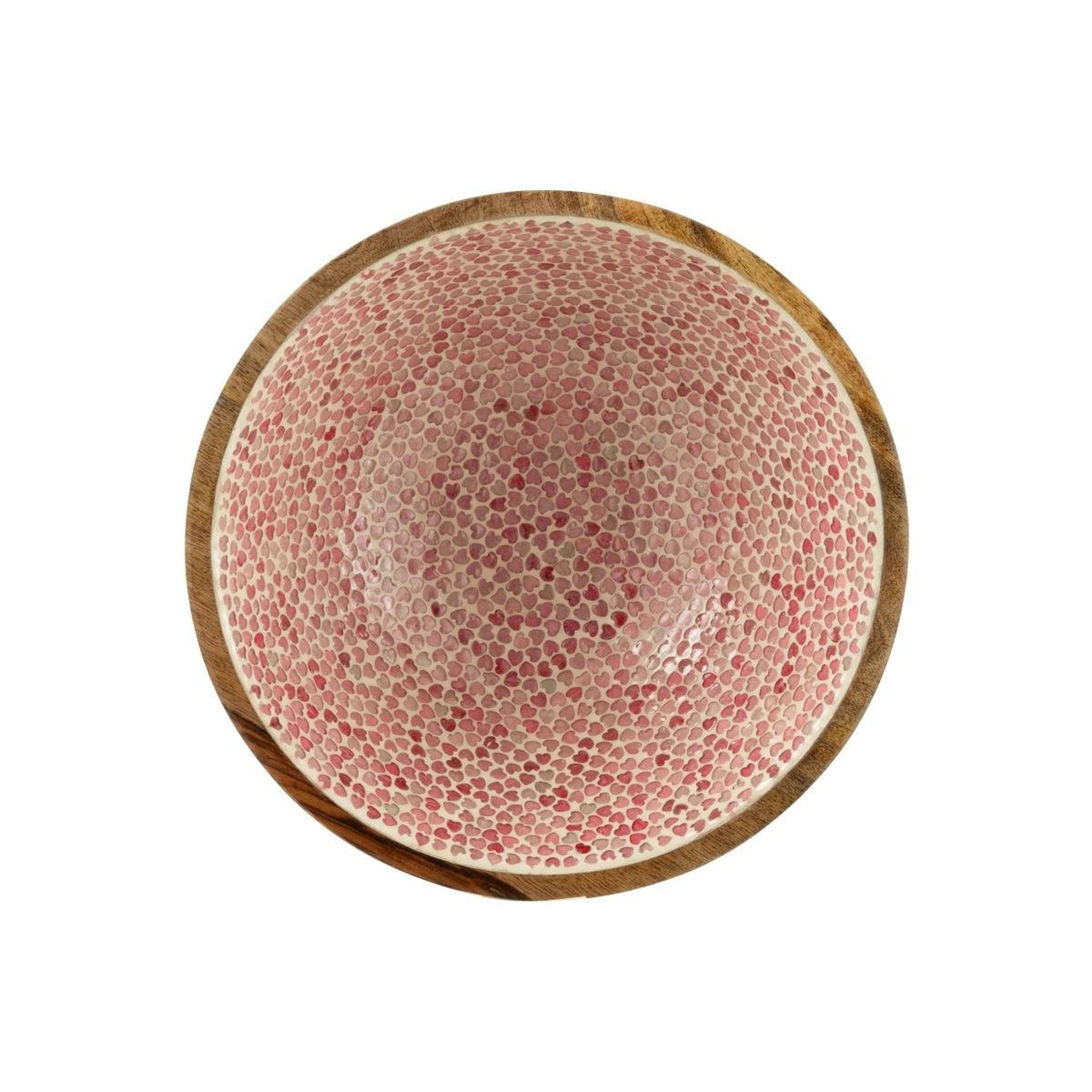 Voir la diapositive 2 : J-LINE Saladier Mosaïque Cœur en Bois  Freddy  35cm Rose