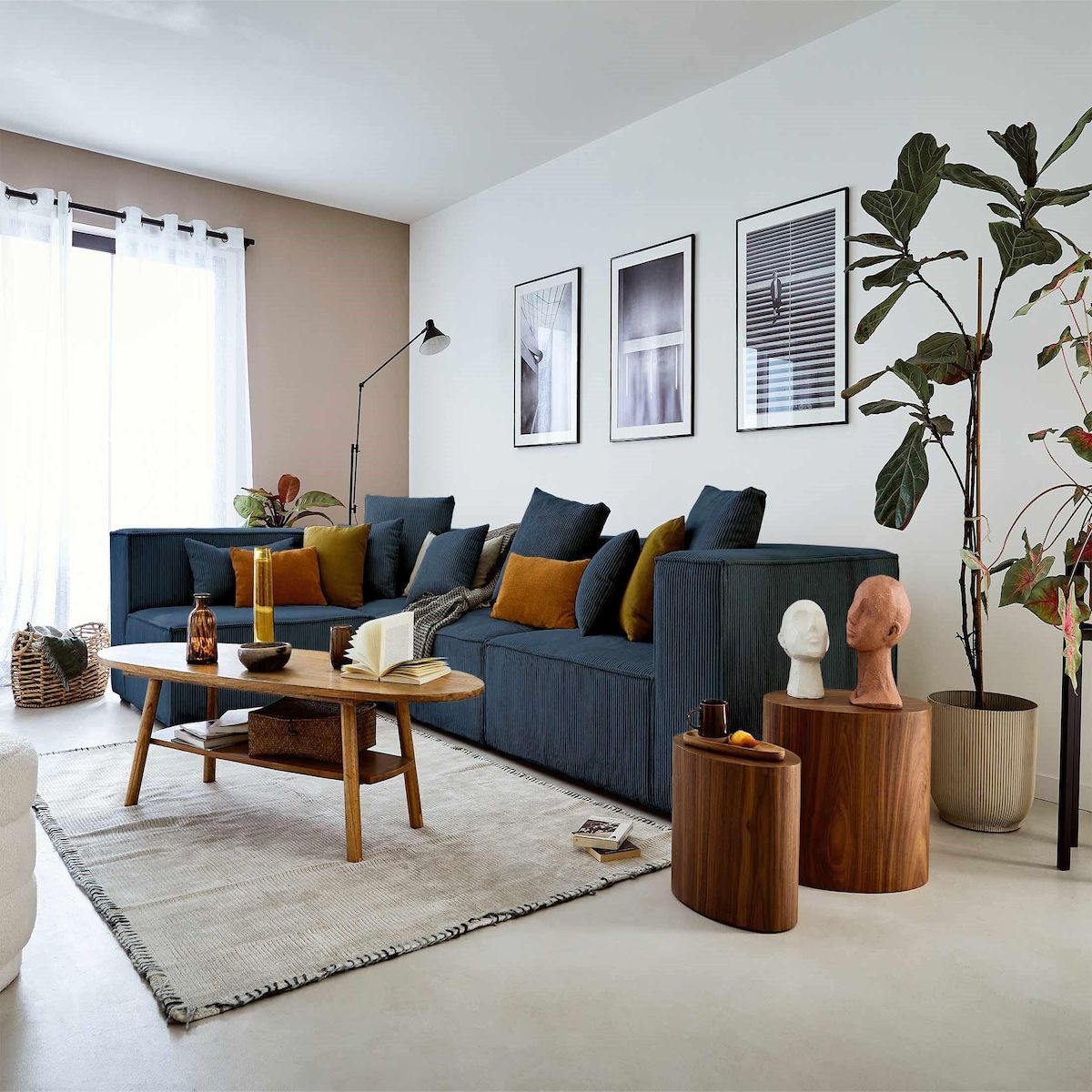 LISA DESIGN Colombine - canapé modulable d'angle gauche - 6 places - en velours côtelé