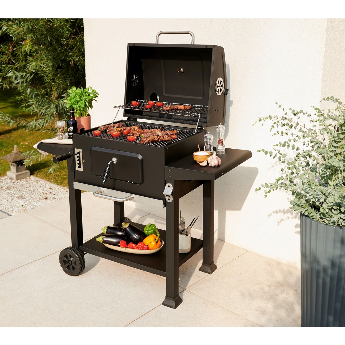 GARDENSTAR Barbecue charbon - Acier - 61x45.5cm - TITAN