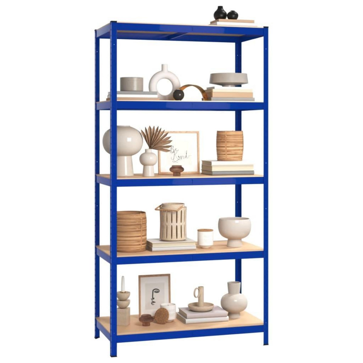 VIDAXL Etagere de rangement a 5 niveaux Bleu Acier et bois ingenierie