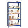 Voir la diapositive 3 : VIDAXL Etagere de rangement a 5 niveaux Bleu Acier et bois ingenierie
