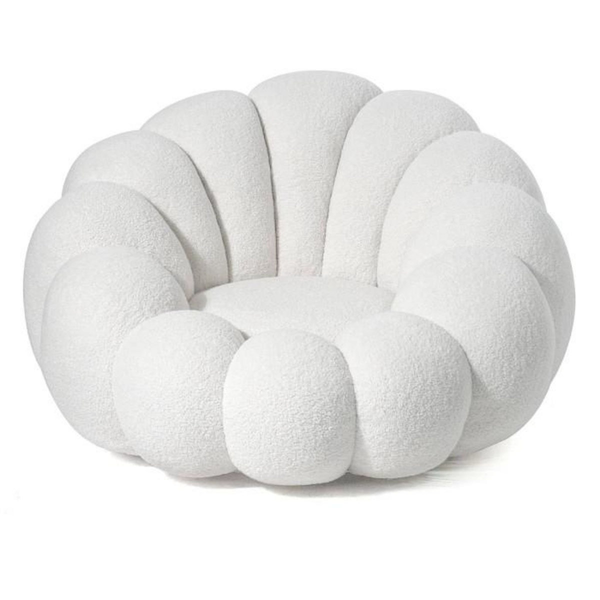 Paris Prix Fauteuil Design Coquillage  Bouclette  98cm Blanc