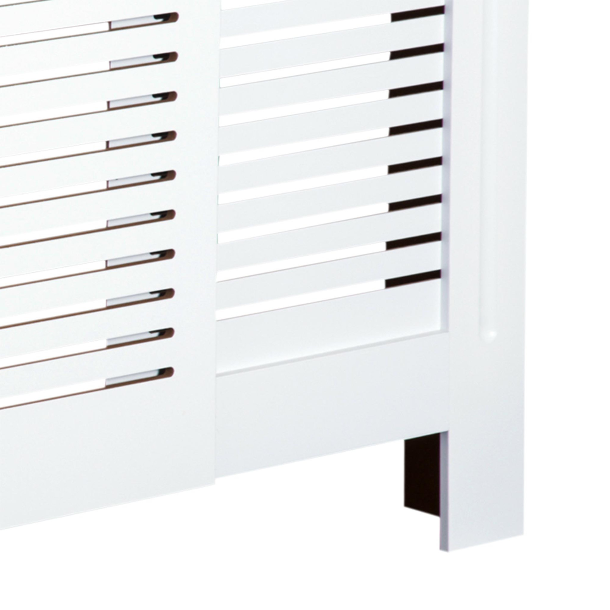Voir la diapositive 5 : HOMCOM Cache-radiateur design contemporain longueur extensible 139-208,5L x 20,5I x 82,5H cm MDF blanc