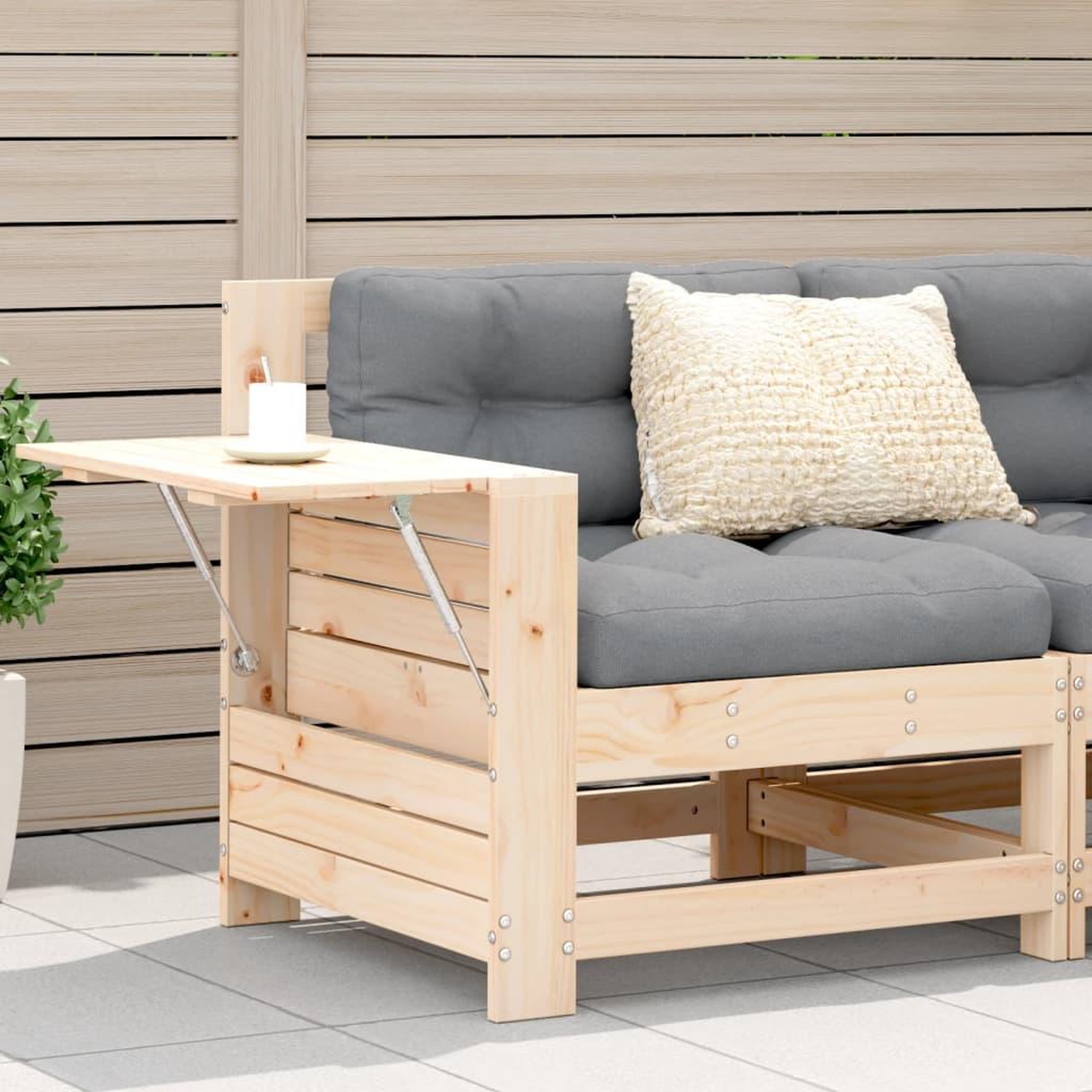 VIDAXL Canape de jardin accoudoir avec coussin bois massif de pin