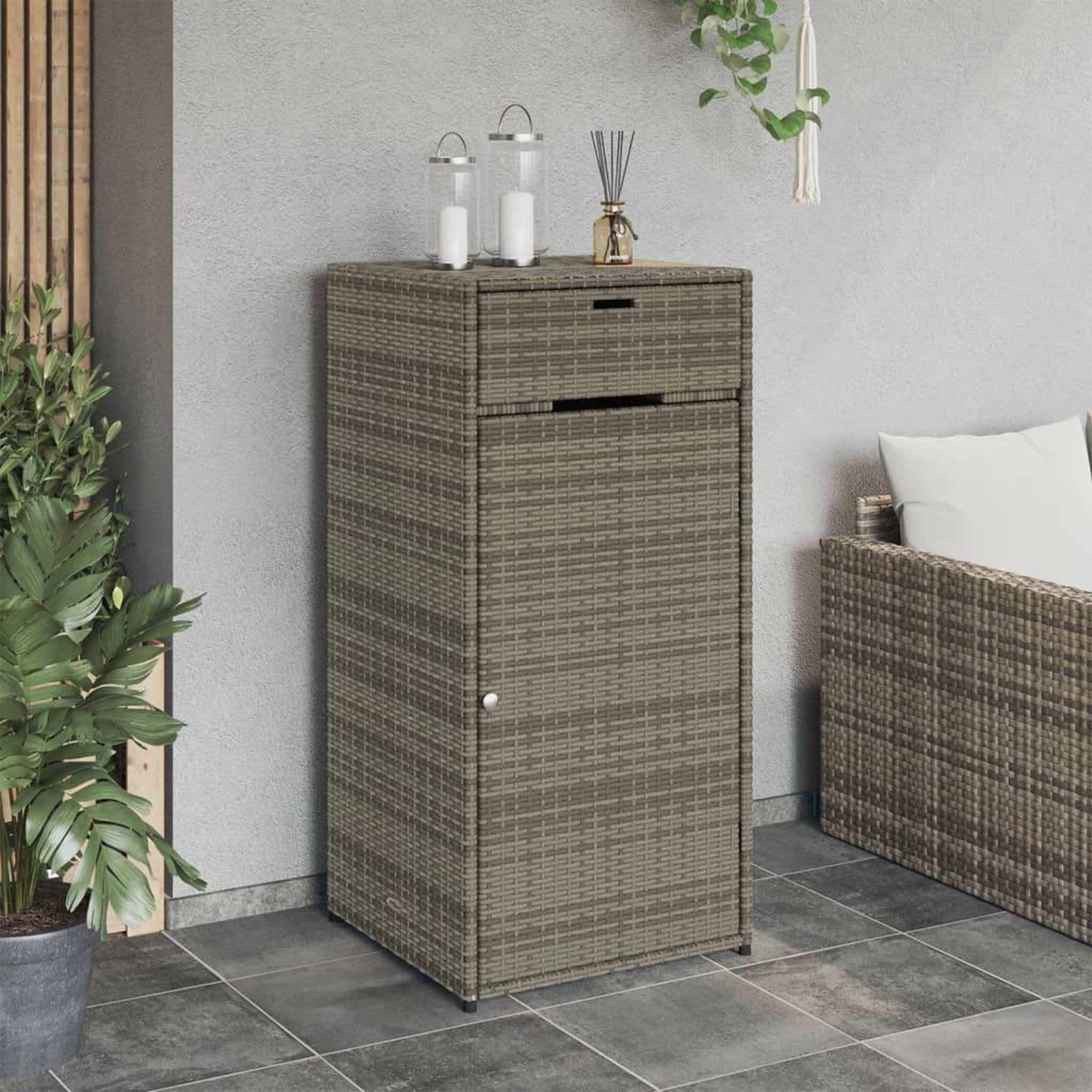 Voir la diapositive 3 : VIDAXL Armoire de rangement de jardin gris 55x55x111 cm resine tressee