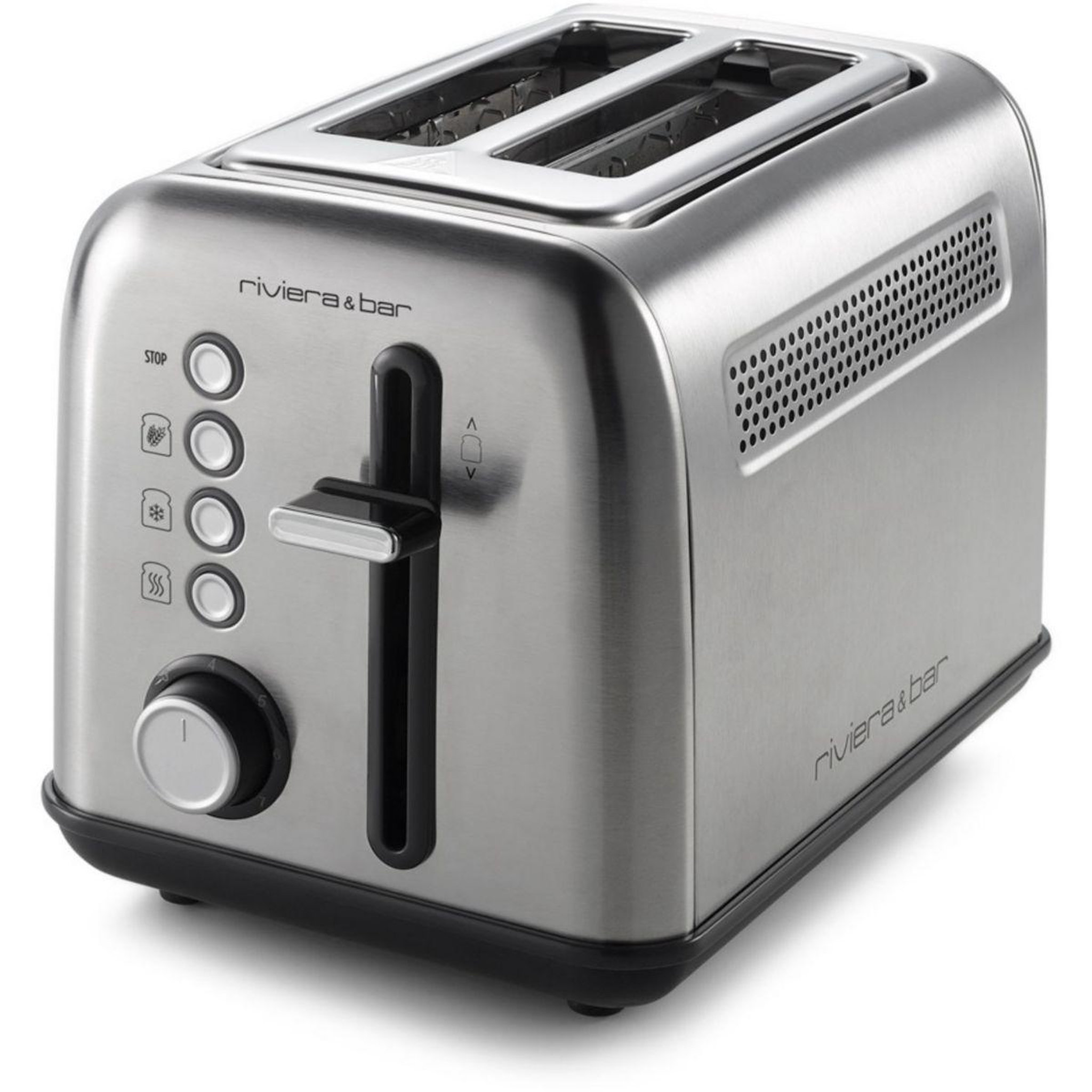 Riviera & Bar Grille-pain 2 fentes courtes inox brossé 900 w riviera & bar qgp220, 7 niveaux de brunissage, décongélation et réchauffage, arrêt automatique