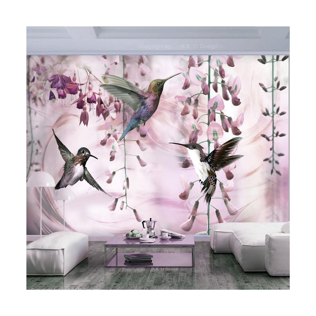 Paris Prix Papier Peint  Flying Hummingbirds Pink