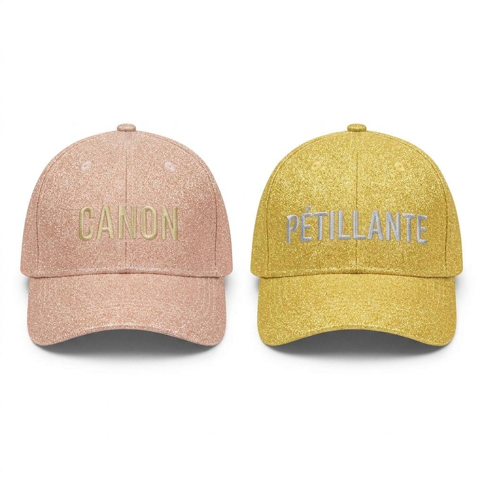 OZABI OZABI Lot 2 Casquettes Pailletées Femme – Message Brodé Fantaisie Humoristique. Coloris disponibles : Marron, Noir, Rose