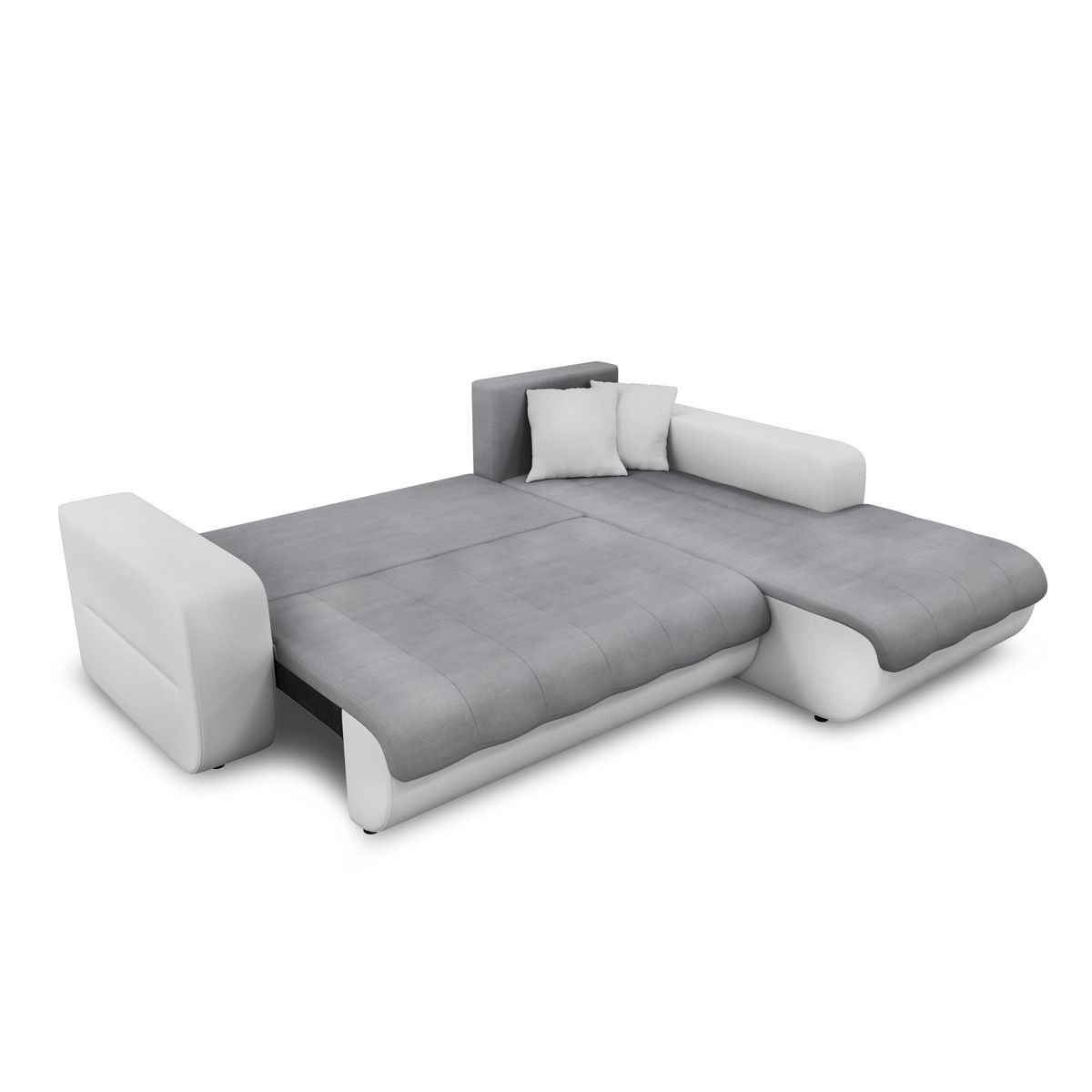 Canapé d'angle droit convertible CLELIA, 4 places, tissu microfibre gris PU blanc ou noir