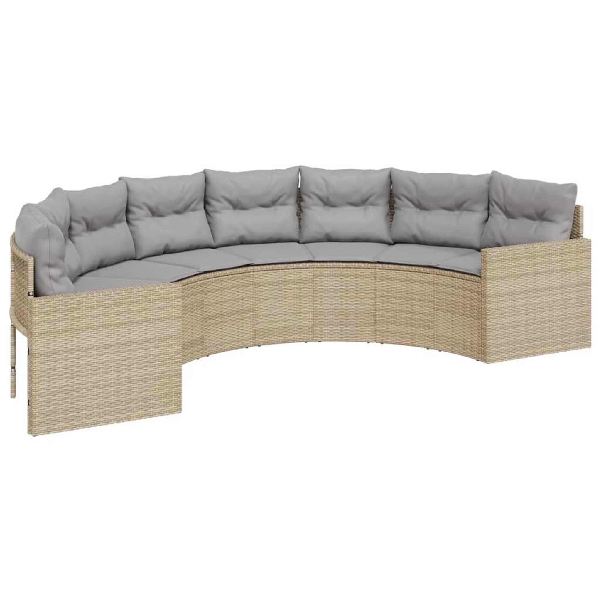 Voir la diapositive 4 : VIDAXL Canape de jardin table coussins demi-rond beige resine tressee