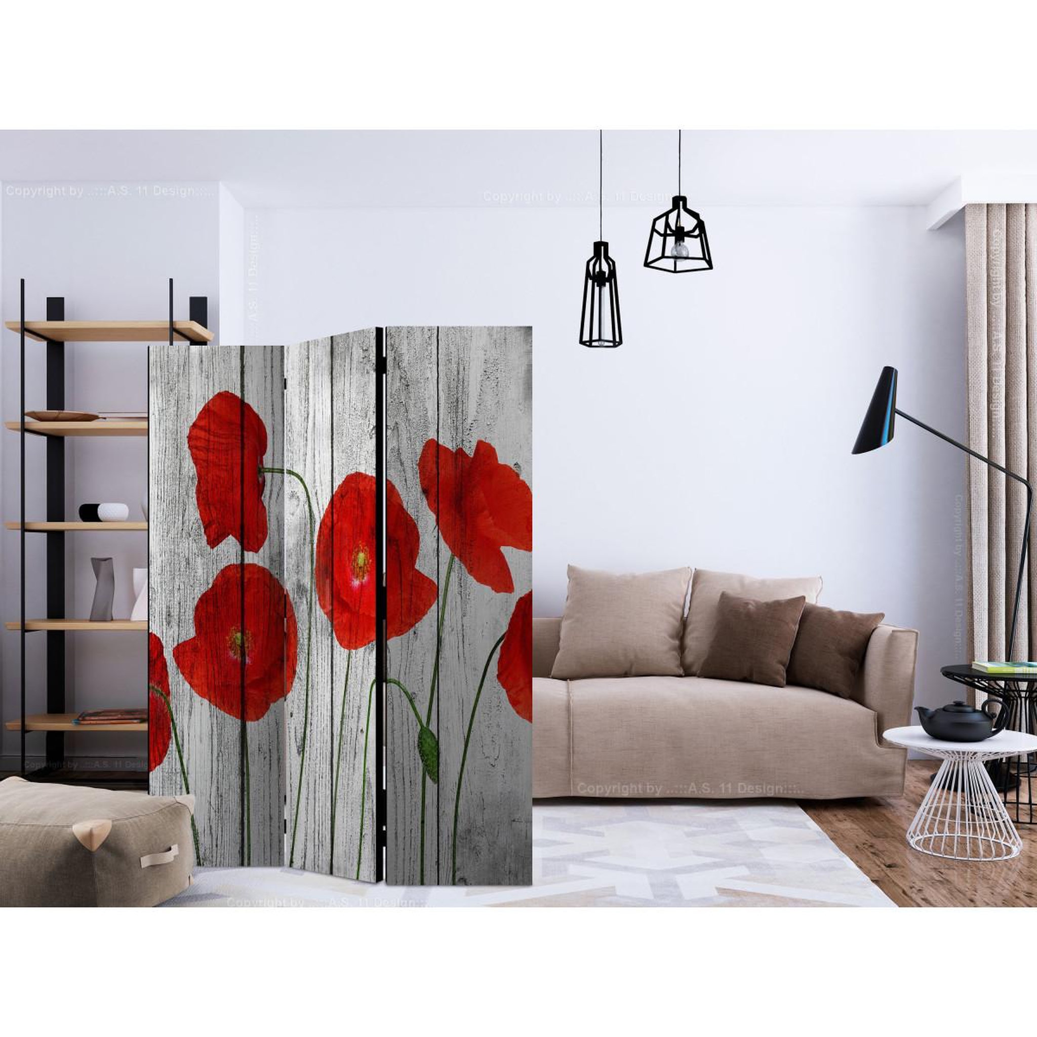 Voir la diapositive 2 : Paris Prix Paravent 3 volets  tale of red poppies  135x172cm
