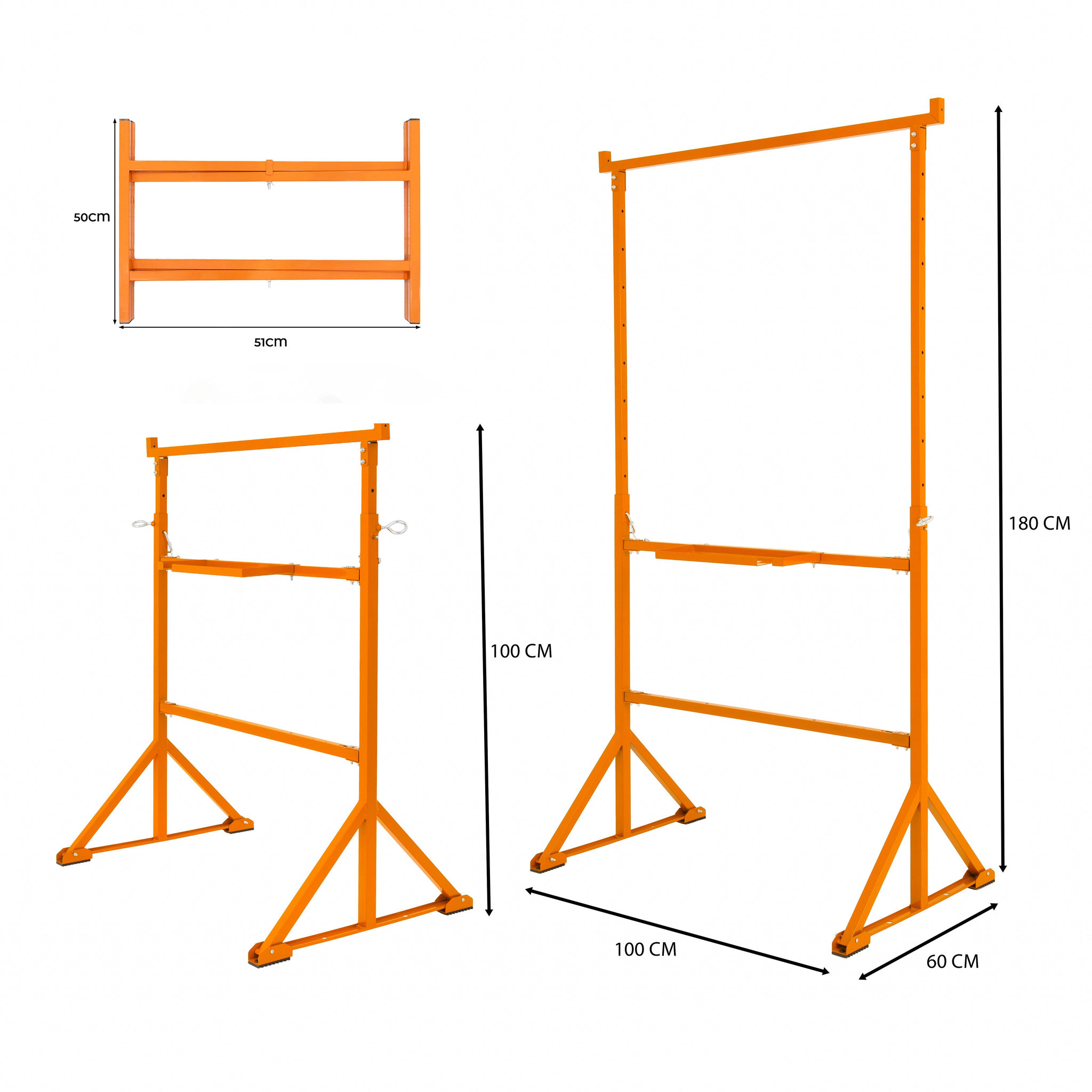 Voir la diapositive 5 : MONSTERSHOP Lot de 4 tréteaux de maçon & 5 supports en x (500 mm)