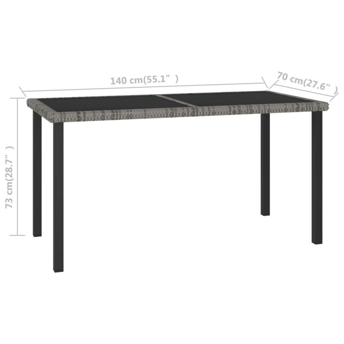 VIDAXL Table a dîner de jardin Gris 140x70x73 cm Resine tressee