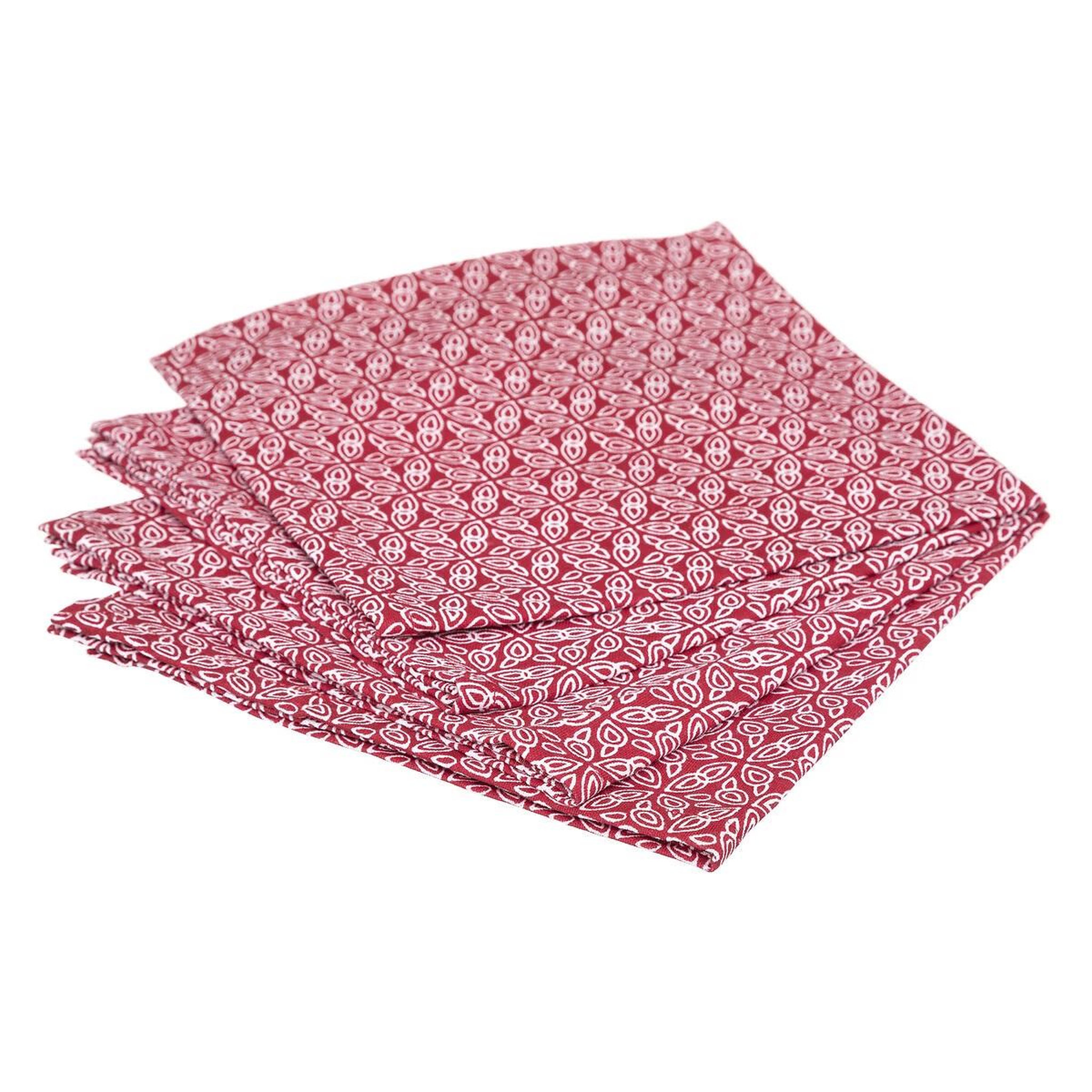 Eden Lot de 4 serviettes de table graphique. Coloris disponibles : Rouge, Gris