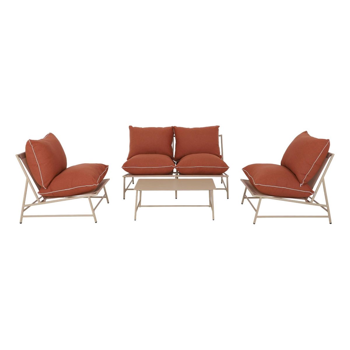 SWEEEK Salon de jardin en acier et textilène SOFIA, 4 places, table rectangulaire