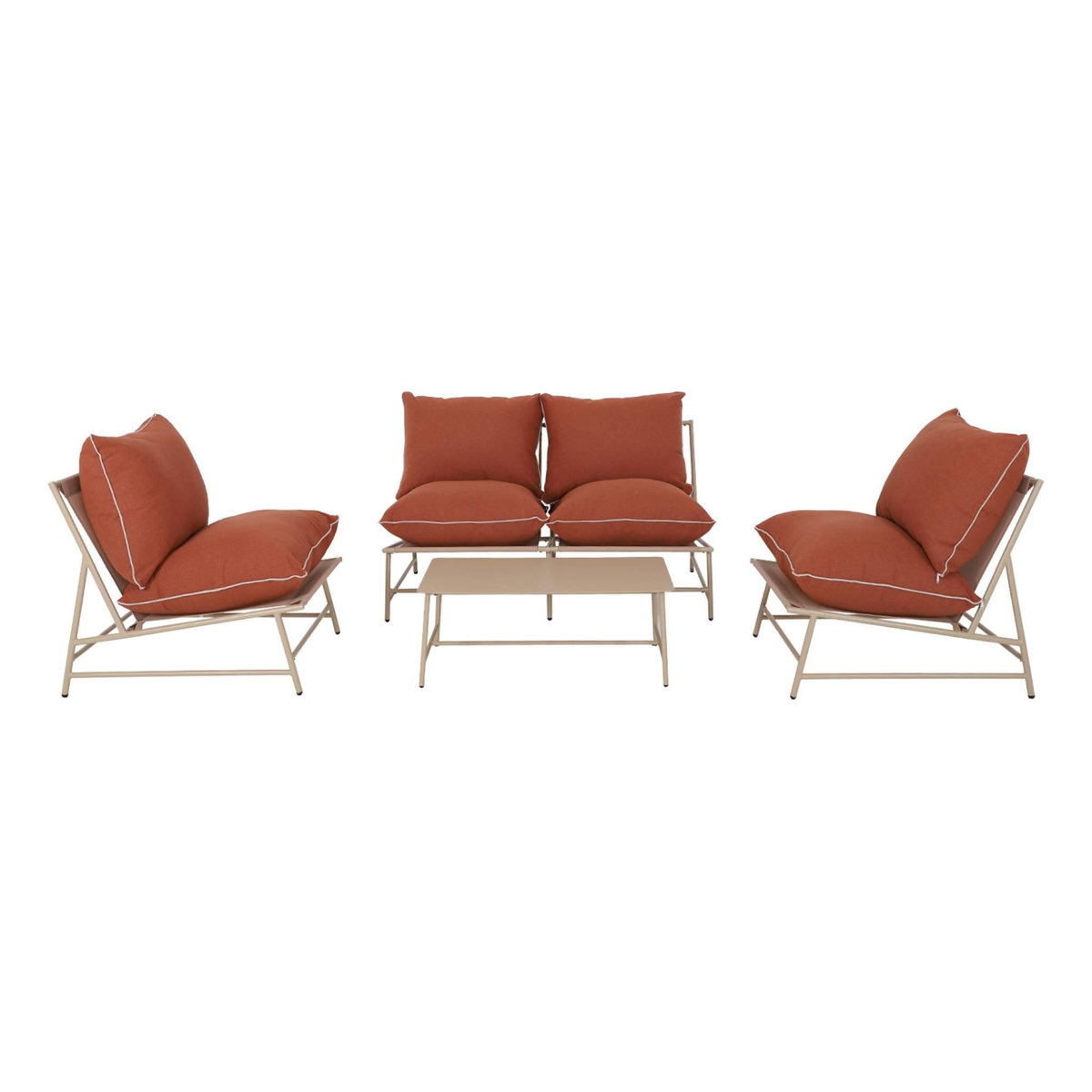 SWEEEK Salon de jardin en acier et textilène SOFIA, 4 places, table rectangulaire