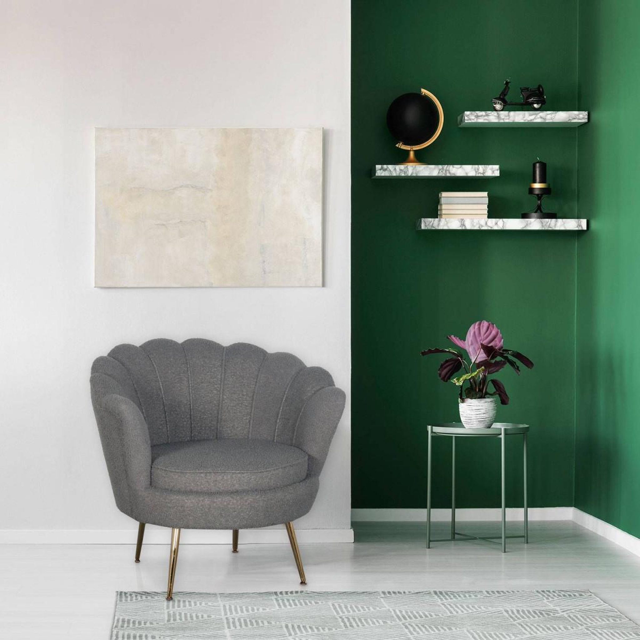 Voir la diapositive 5 : Paris Prix Fauteuil Design Bouclette  André  80cm Gris