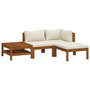 Voir la diapositive 2 : VIDAXL Salon de jardin 4 pcs avec coussin creme Bois d'acacia solide
