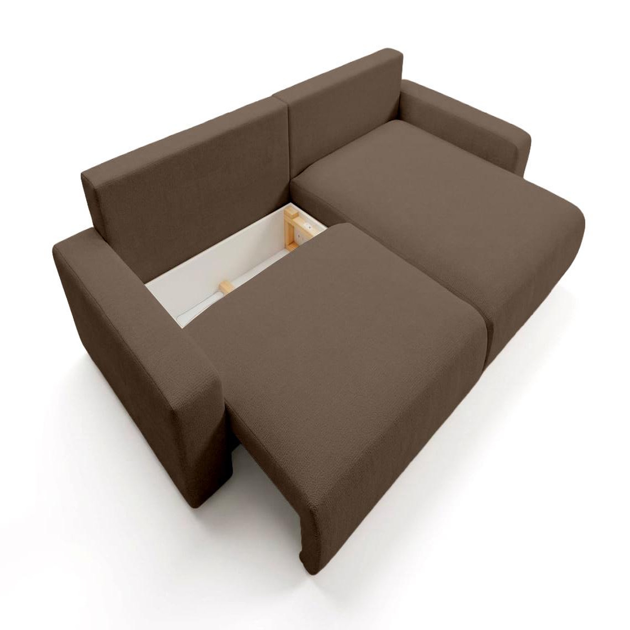 Voir la diapositive 4 : BEST MOBILIER Mini pivoine - canapé d'angle réversible 4 places convertible avec coffre en velours texturé