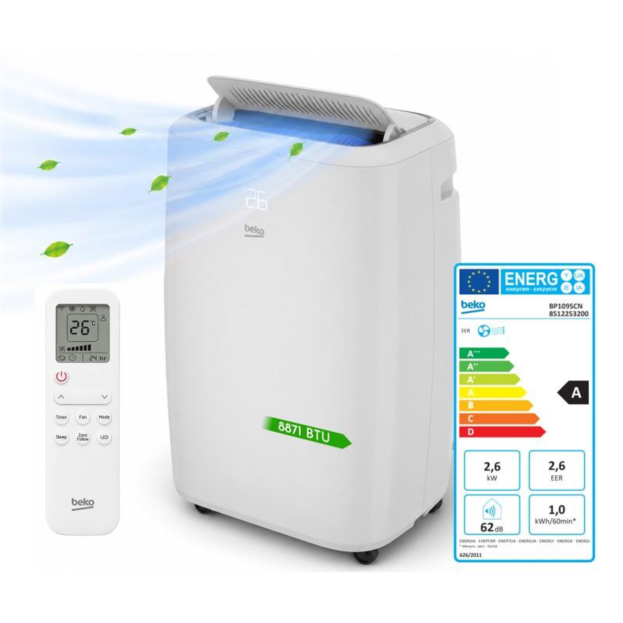Climatiseur mobile connecté - 9000 btu - wi-fi & commandes vocales