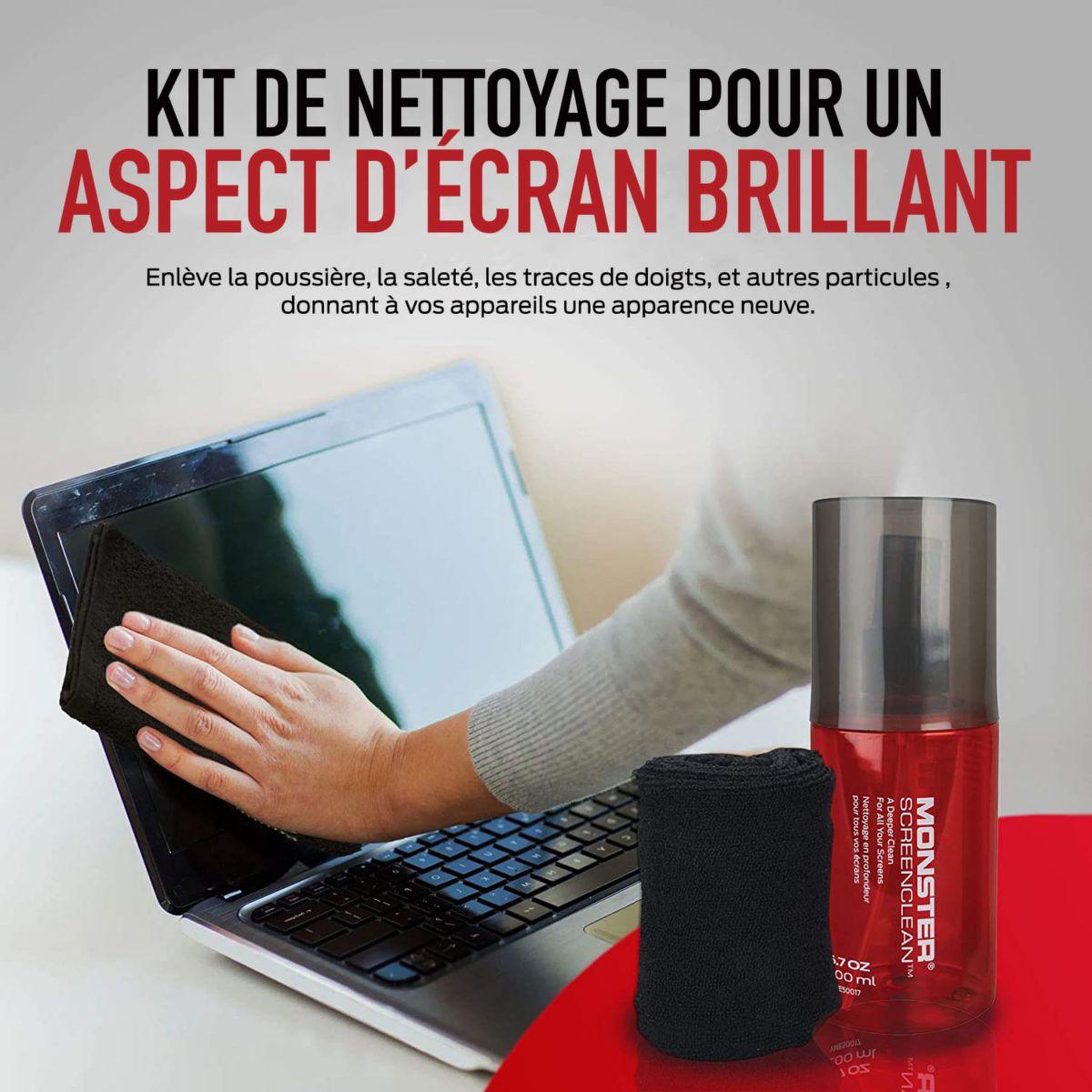 Voir la diapositive 4 : Monster Cable Kit de nettoyage ecran screen clean 200ml