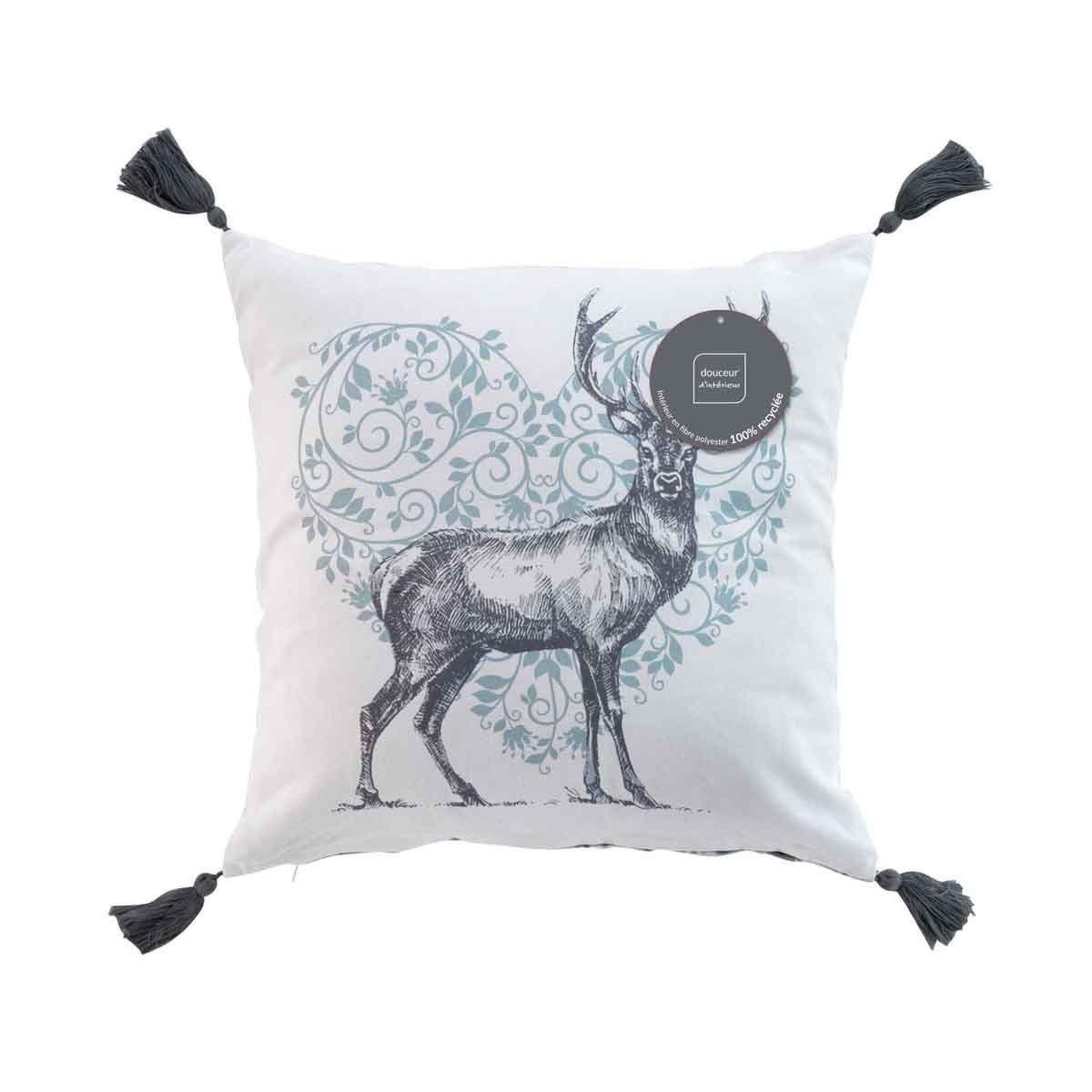 Voir la diapositive 5 : Douceur d'Intérieur Coussin déco tissé  megève  40x40cm bleu