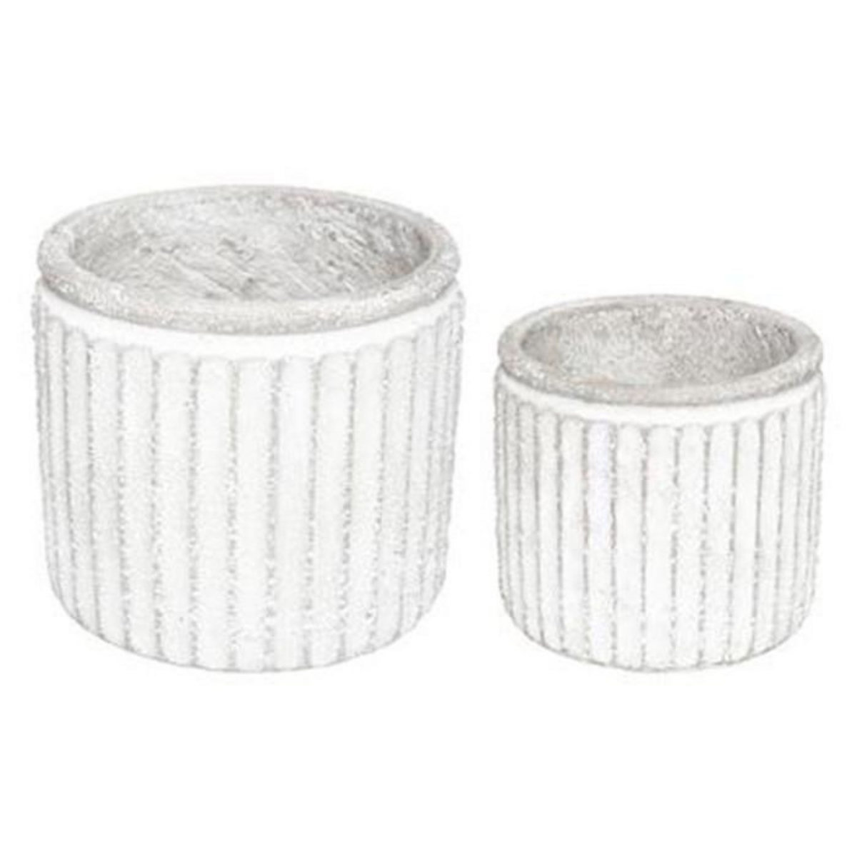 ATMOSPHERA Lot de 2 Pots de Fleurs Déco  Wild  19cm Gris