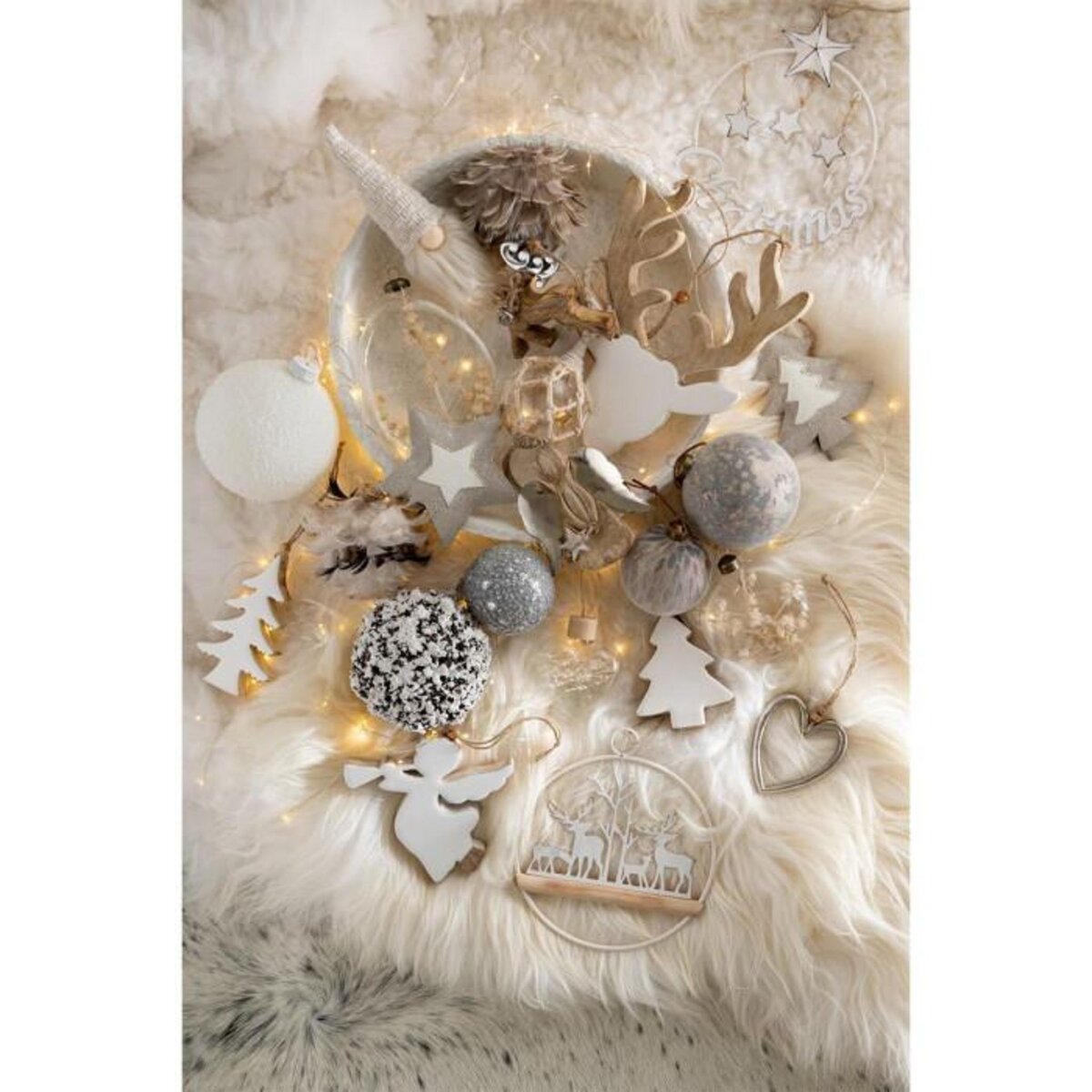 Paris Prix Lot de 4 Boules de Noël  Enneigée  12cm Blanc