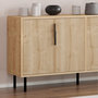 Voir la diapositive 4 : CONCEPT USINE Buffet cannelé 4 portes aspect bois 150x75cm CIARO