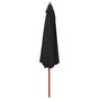 VIDAXL Parasol d'exterieur avec mat en bois 350 cm Noir