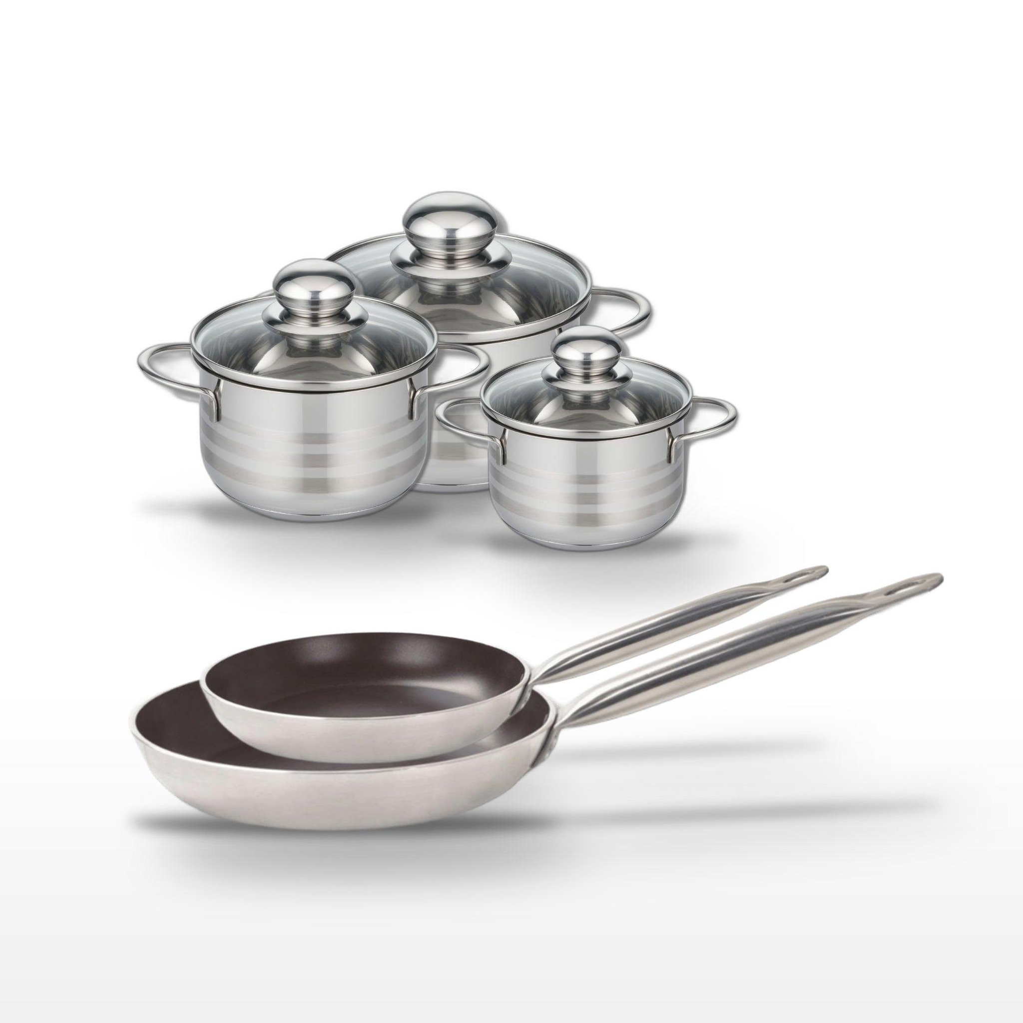 ELO Lot 2 poêles 24/28cm et 3 faitouts 12/14/16cm elo bistro line