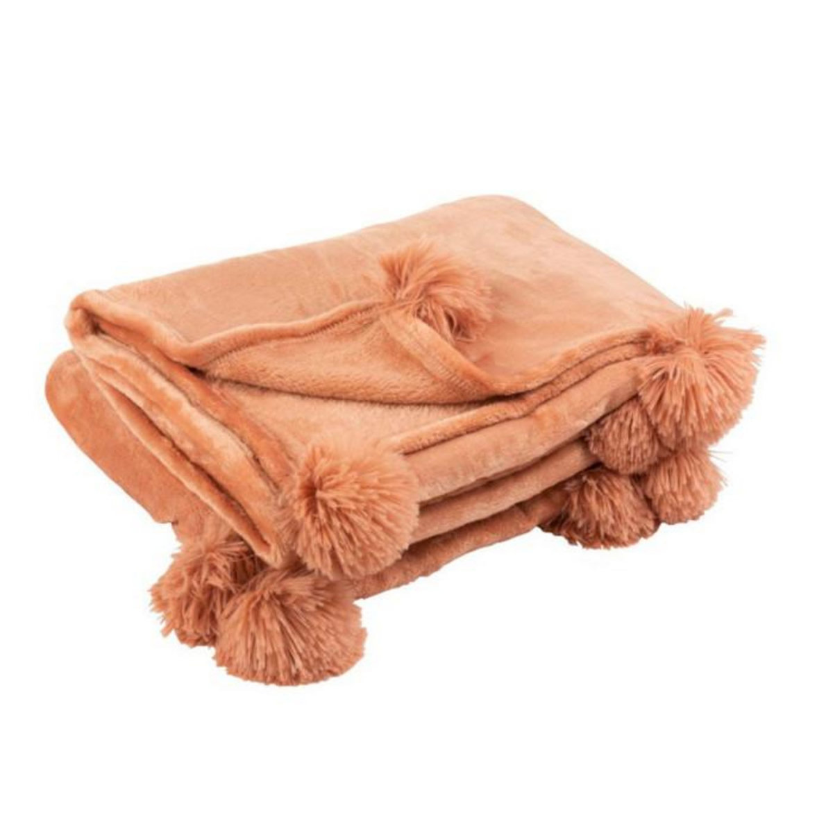 Paris Prix Plaid Déco à Pompons  Polyes  130x170cm Vieux Rose