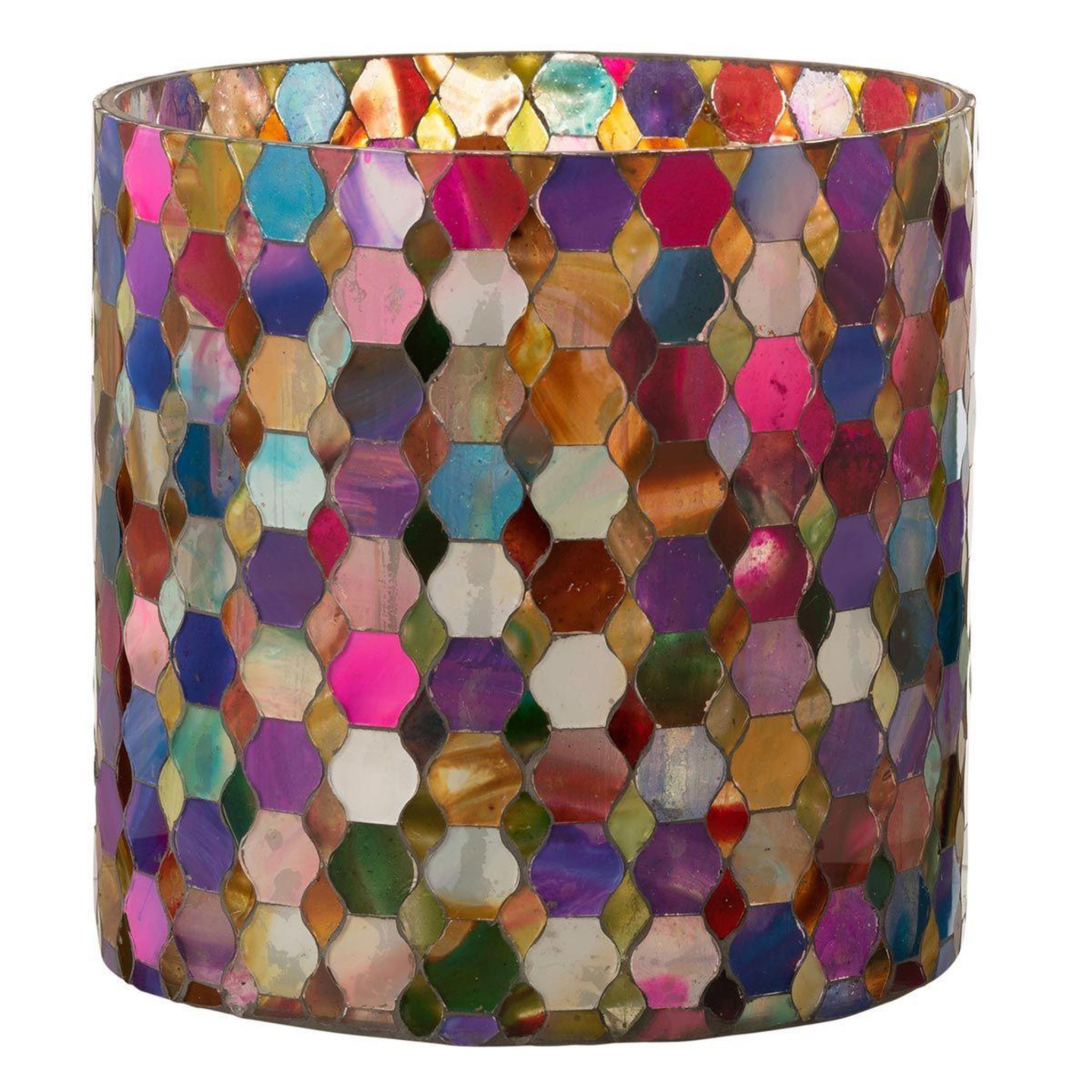 Voir la diapositive 1 : J-LINE Photophore en verre design  pub  21cm multicolore