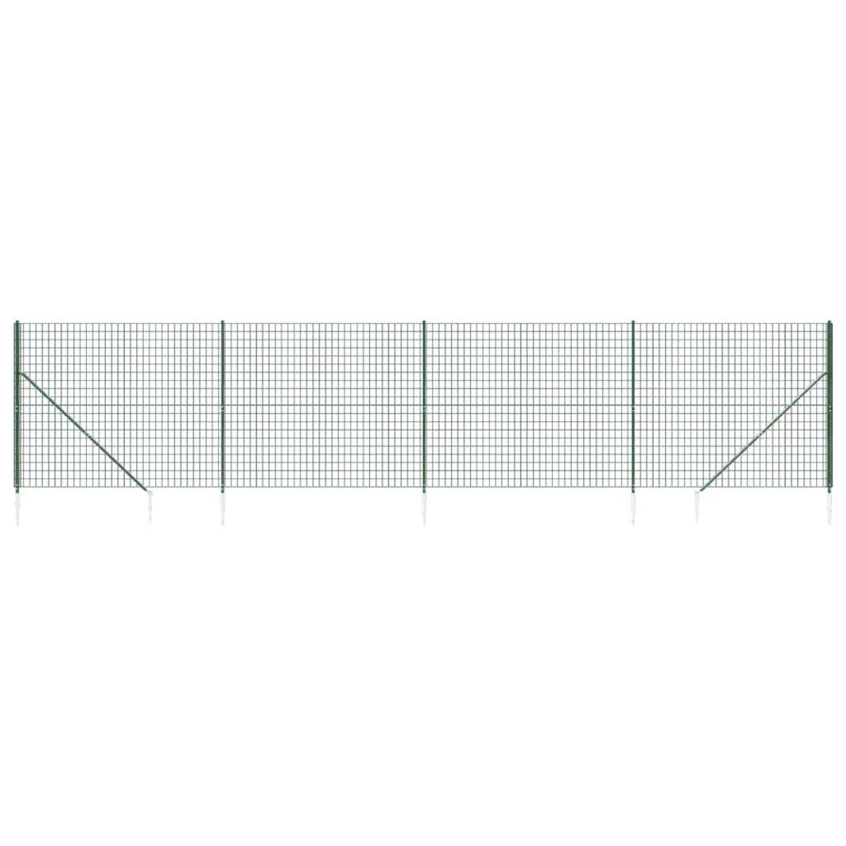 VIDAXL Cloture en treillis metallique et piquet d'ancrage vert 2x10m