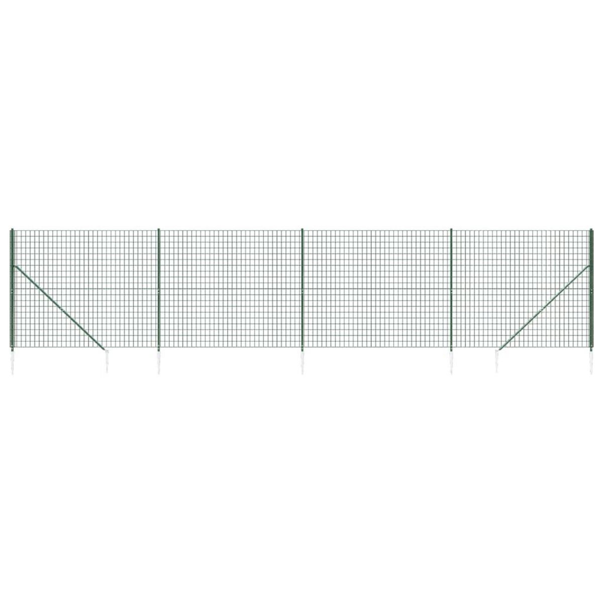VIDAXL Cloture en treillis metallique et piquet d'ancrage vert 2x10m