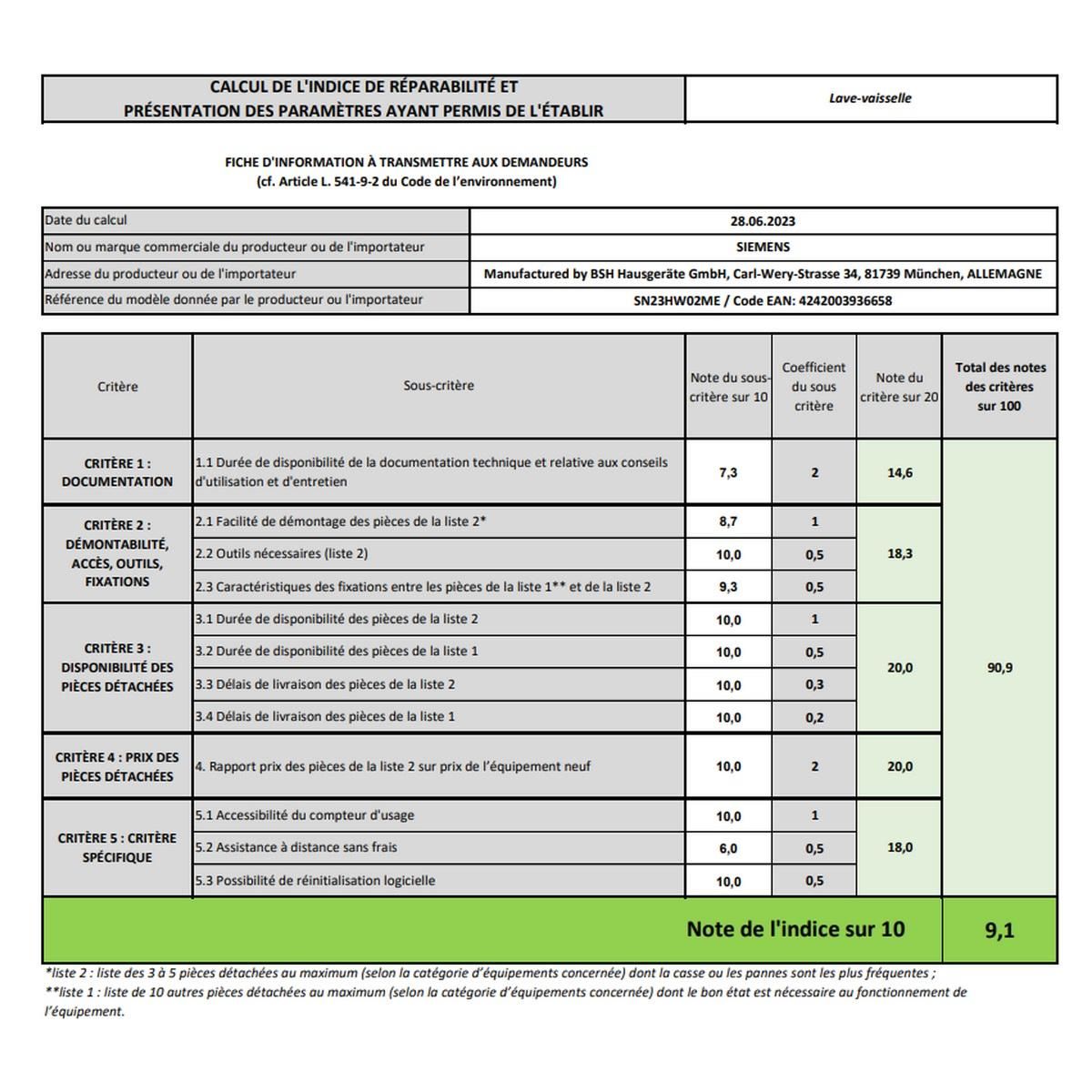 Siemens Lave-vaisselle 60cm 14 couverts 42db blanc - SN23HW02ME