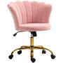 Voir la diapositive 1 : HOMCOM Chaise bureau velours design coquillage piètement acier doré rose poudré