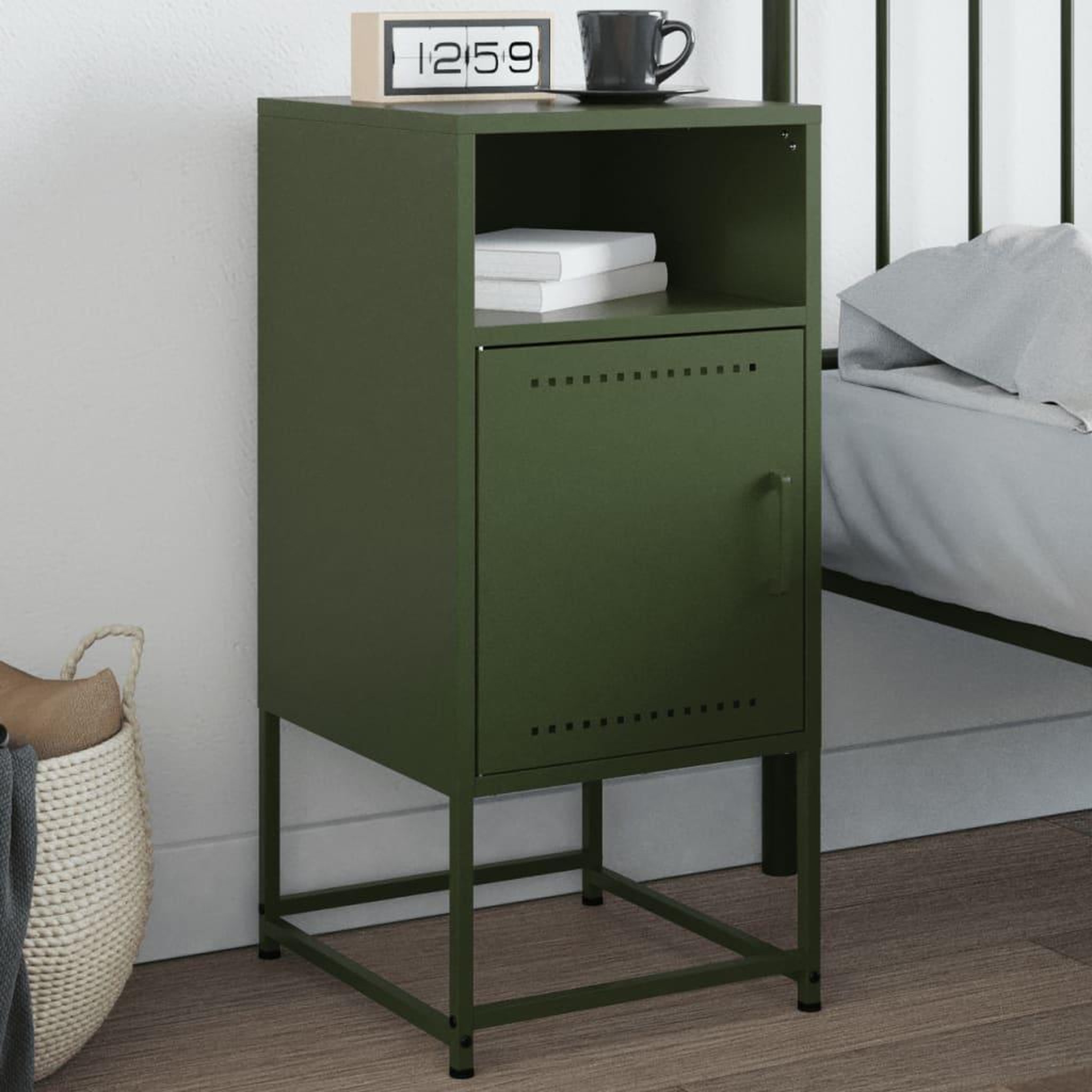 VIDAXL Table de chevet vert olive 36x39x78 cm acier