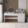Voir la diapositive 2 : Habitat et Jardin Coiffeuse avec miroir rond en bois  Harmony Round  - 124 x 40 x 135 cm - Blanc