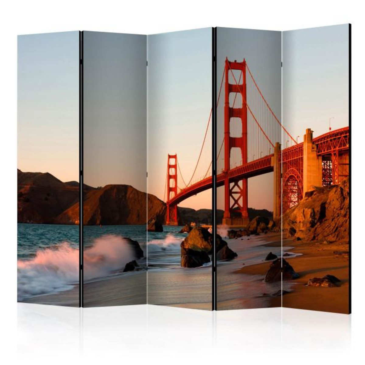 Paris Prix Paravent 5 Volets  Golden Gate Bridge Sunset San Francisco  172x225cm