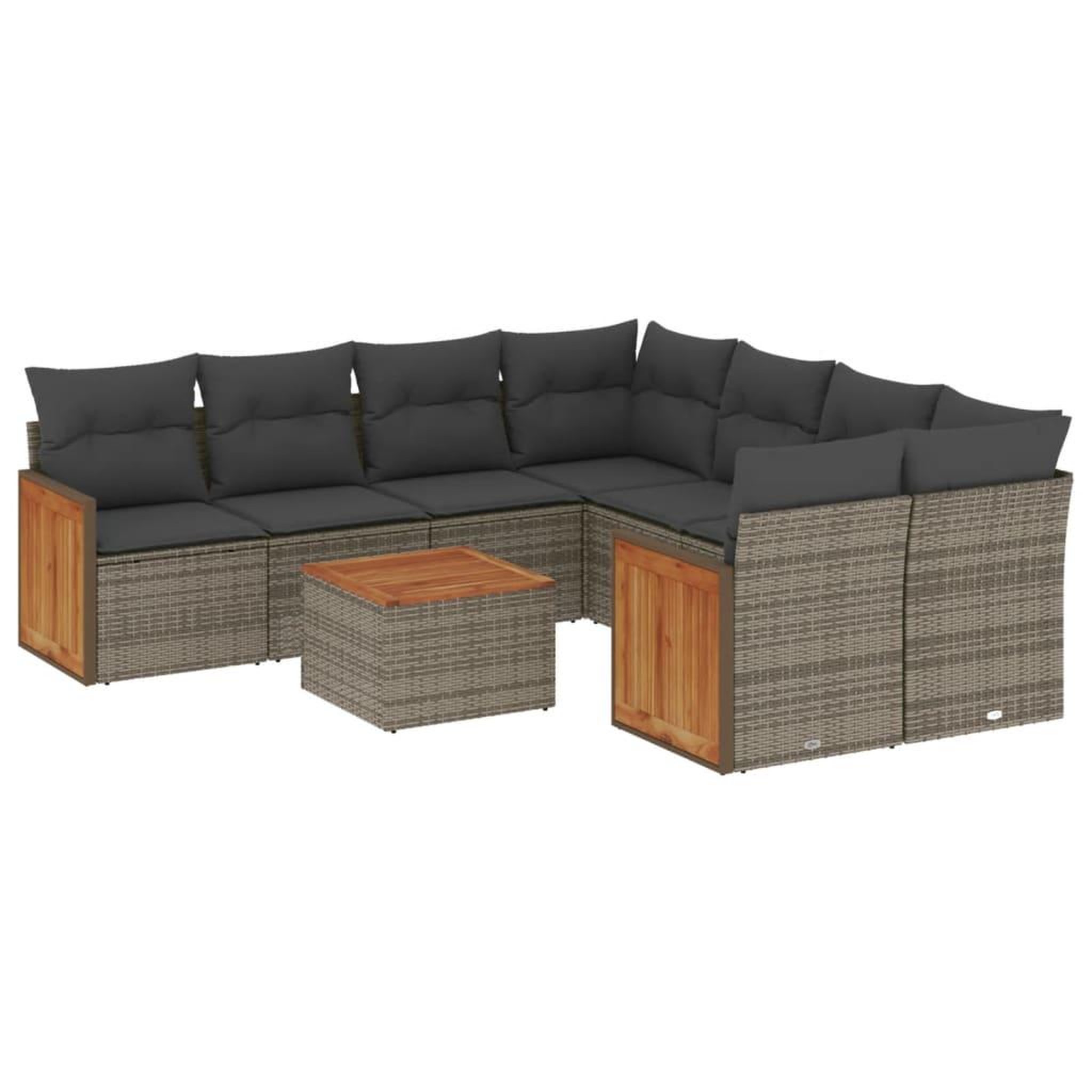 Voir la diapositive 2 : VIDAXL Salon de jardin 9 pcs avec coussins gris resine tressee