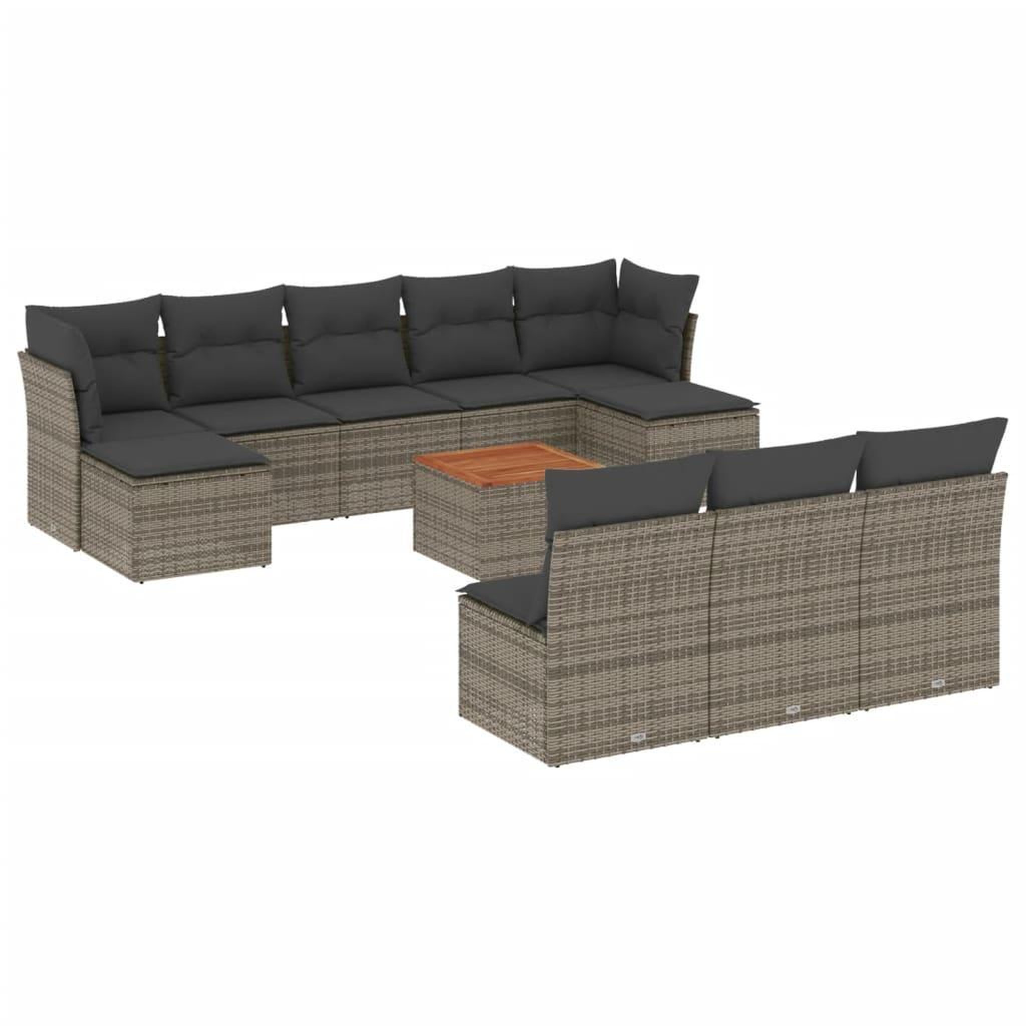 Voir la diapositive 2 : VIDAXL Salon de jardin 11 pcs avec coussins gris resine tressee